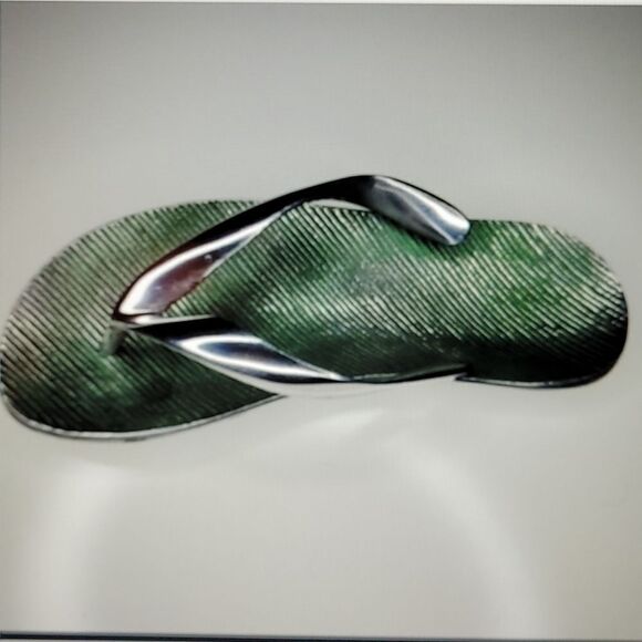 Metal CATCH ALL KEY HOLDER CANDY DISH SILVER FLIPFLOPS luau Trinket party Shoe - Picture 3 of 5